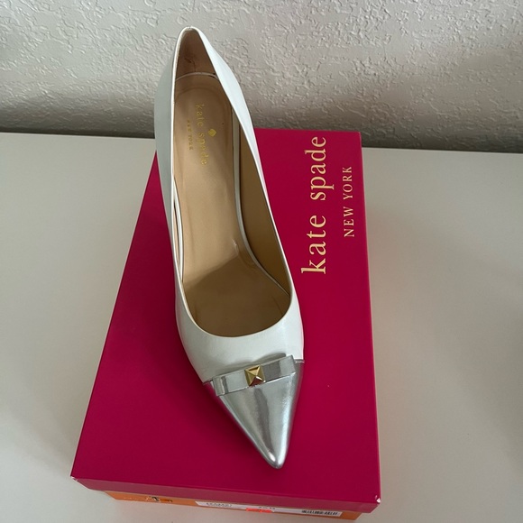 Kate Spade White and Silver Heels - Picture 1 of 10